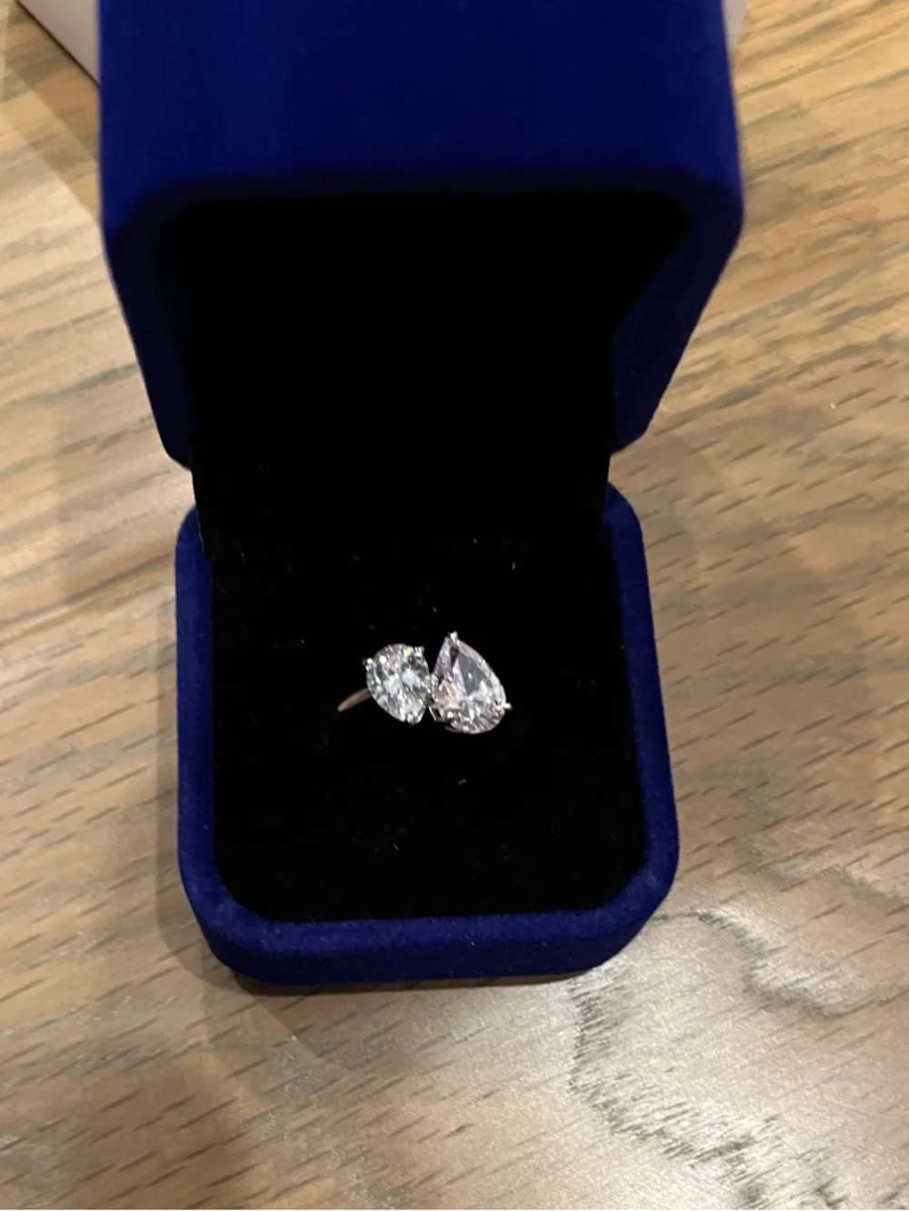 NEW Toi et Moi (You and Me) Double Pear CZ Open Ring in White